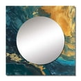 thumbnail image 2 of Designart "Gilded Sunlight Amidst Deep Blue Waters III" Abstract Painting Gold Large Square Mirror - Square Bedroom Mirror Printed Wall Decor - Modern Square Printed Wall Mirror Art, 2 of 5