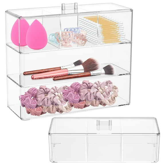 aijun 4Pcs Makeup Organizers Plastic Hair Accessories Organizer Space Saving Stackable for Storing Hair Accessories