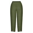 thumbnail image 4 of Mitankcoo Pants for Women - Plus Size Elastic Waist Wide Leg Pants Casual Loose Cropped Pants Green Pants Size 4XL, 4 of 4