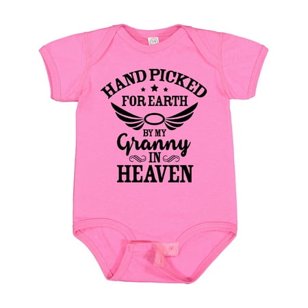

Inktastic Handpicked for Earth by My Granny in Heaven with Angel Wings Gift Baby Boy or Baby Girl Bodysuit
