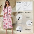 thumbnail image 5 of FKELYI Pink Cherry Flower Print Women Zipper House Robes Nightgowns with 2 Pockets Zip-up Front Sleepwear Dress Comfy Bathrobe Loungewear for Fall Winter Indoor Outdoor, 2XL, 5 of 6