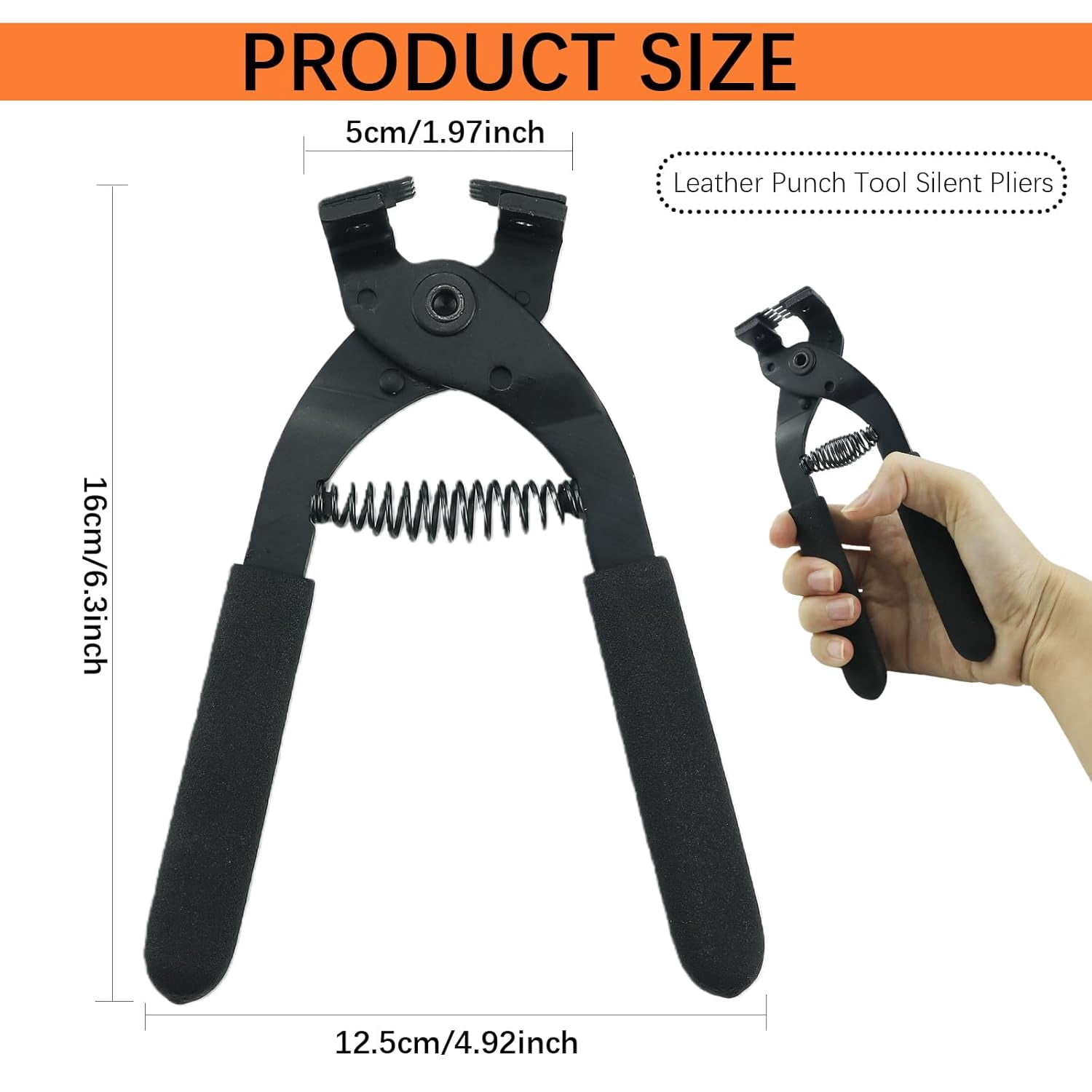 ABCISI Leather Piercer, Hole Punch Tools for Belts, Purses & Watch Bands, Hand-Held Silent Pliers for Leather Craft Home DIY Craft Projects (4mm-4 Teeth)