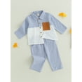 thumbnail image 3 of GXFC Toddler Boys Fall Shirt Outfits 6M 12M 18M 2T 3T 4T Kids Boys Long Sleeve Contrast Color Button-down Shirt Tops and Sweatpants Pants Children Boys Autumn Casual Two Piece Set, 3 of 8