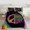 thumbnail image 2 of Manfei Kids Rainbow Full Size Comforter Sets 3-Piece, Flower Love Sign Bedding Comforter Set, Groovy Party Theme Bedding Sets, Breathable Home Decor, 2 of 8