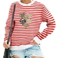thumbnail image 3 of YueHuiYing Fashion Women‘s Casual Long Sleeve Printing Round Neck Loose T-Shirt Blouse Hoodless Sweatshirts Top, 3 of 6