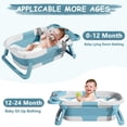 thumbnail image 3 of Collapsible Baby Bathtub for Newborn with Thermometer & 1 Hooded Towel & 1 Soft Floating Cushion,Portable Travel Bathtub with Drain Hole, Durable Foldable Baby Tubs for Infants to Toddler, 3 of 7
