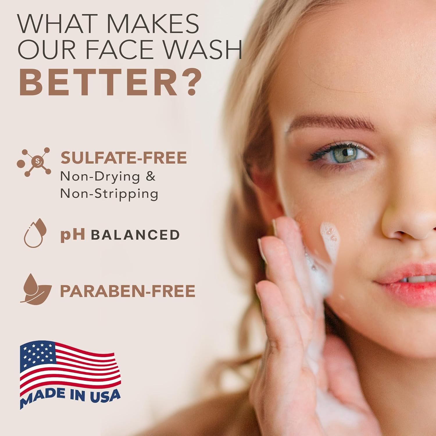 Beauty by Earth Face Wash - USA Made Facial Cleanser with Organic & Natural Ingredients, 4 fl.oz