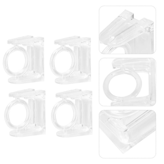 HONMEET 2-Pack Transparent Punch-Free Curtain Rod Holders for Bedroom, Living Room, Kitchen Window Drapery Support Brackets