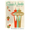 thumbnail image 1 of The Space Needle, Simple Block Color, Mid Century Modern Graphic Design (36x54 Giclee Gallery Art Print, Vivid Textured Wall Decor), 1 of 3