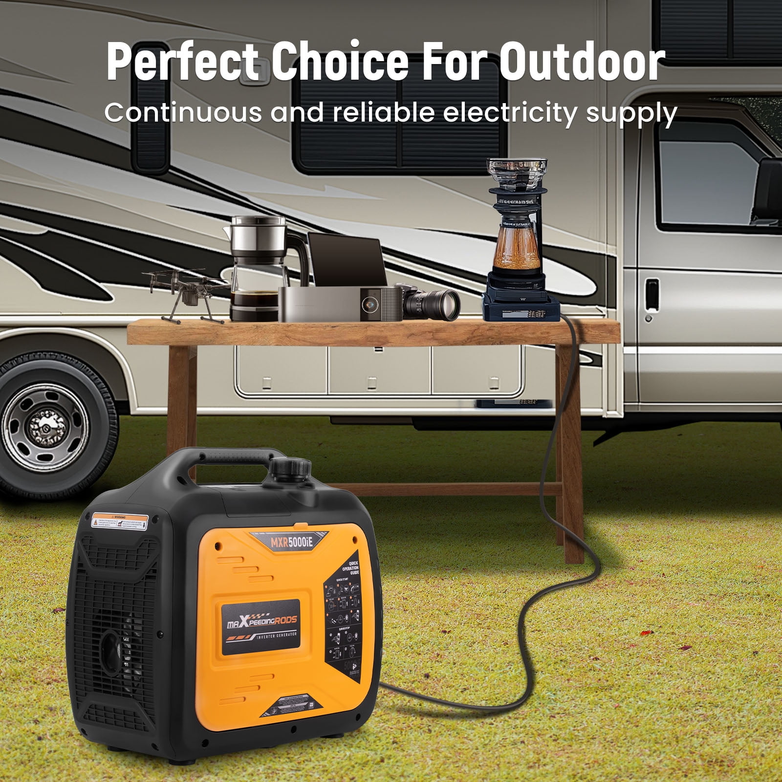 MaXpeedingrods 5000 Watt Inverter Generator, Gas Powered, Electric and Remote Start, EPA Compliant for Outdoor Camping, Travel and Family Power Failure