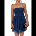 thumbnail image 1 of Vestido de Cóctel de Verano para Mujer: Minivestido de Tubo con Volantes Fruncidos Azul Marino XL, 1 of 10