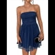thumbnail image 1 of Vestido de Cóctel de Verano para Mujer: Minivestido de Tubo con Volantes Fruncidos Azul Marino M, 1 of 10