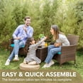 thumbnail image 4 of WLXIANG Patio Porch Furniture Sets 3 Pieces PE Rattan Wicker Chairs with Table Outdoor Garden Furniture Sets (Brown/Blue), 4 of 9