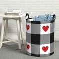 thumbnail image 5 of Goofa Heart Black Buffalo Plaid Gingham Printed Circular Hamper,Laundry Basket with Handles,Storage Baskets Foldable,Large Capacity Laundry Hamper-Medium, 5 of 8