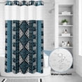 thumbnail image 2 of No Hook Shower Curtain, Navy Blue Boho Shower Curtains for Bathroom with See Through Top Window, Geometric Vintage Abstract Art Ethnic Tribe Waterproof & Washable Bath Curtain Small Stall 36"x78", 2 of 9