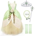 thumbnail image 1 of Trajes de Princesa TYHTYM para Niñas Pequeñas para Halloween y Navidad (Tiana, 4-5T), 1 of 3
