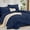 Navy Blue-TwinXL(68"x 88"), variant on 5 Pieces Comforter Set All Season Bed In A Bag Size Luxury Soft Bedding Sets With Flat Sheet Fitted Pillowcase & Pillow Sham Beige
