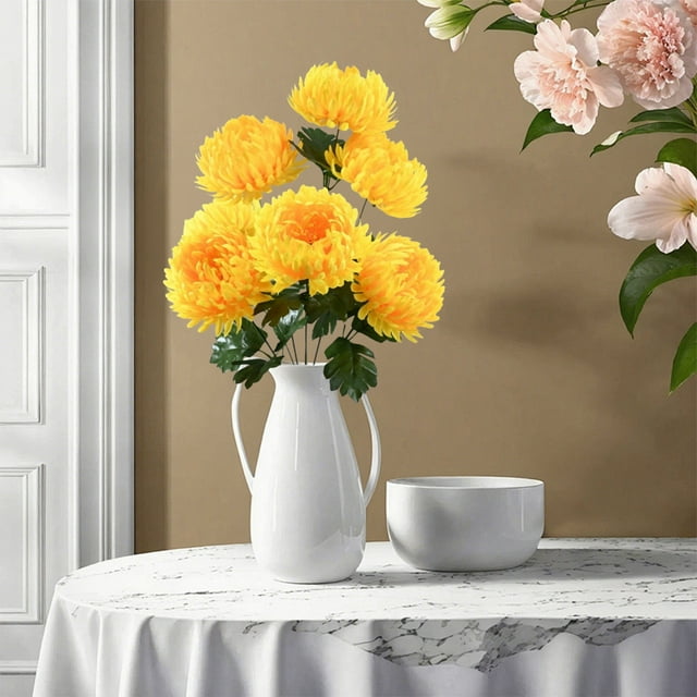 Decoración del hogar, Otros tipos de decoración, Plantas verdes artificiales y flores artificiales, Crisantemo de 7 cabezas de garra de dragón, Adornos decorativos para ventanas, Ramo de flores artifi