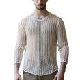 thumbnail image 1 of Men Mesh Top See Through Hollow-out Sexy Polyester Knitted Mesh Top, 1 of 5