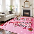 thumbnail image 2 of Large Area Rugs for Living Room Bedroom, Valentine's Day 8'x10' Rug Washable Carpet Runner Indoor Outdoor, Ombre Pink Gnomes Love Roses Romantic Non Slip Floor Mats Rug for Kitchen, Patio, 2 of 8