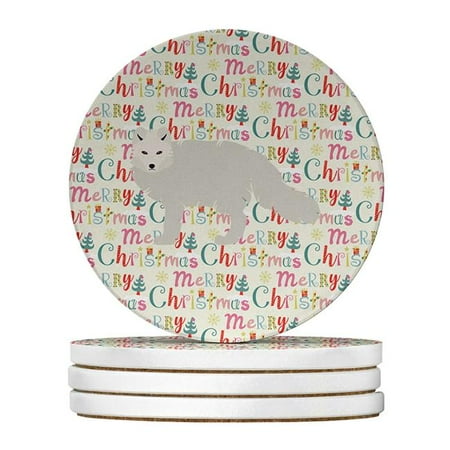 

Carolines Treasures WDK2722RCS4 4 x 4 in. Unisex White Arctic Fox Christmas Large Sandstone Coasters - Pack of 4