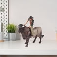 thumbnail image 1 of Estatuilla de monta de toros CUTICAT figura de equitación de ganado gris, 1 of 8