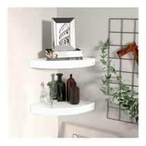 Floating Corner Shelves 2 pcs White 9.8"x9.8"x1.5" MDF
