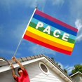 thumbnail image 4 of Outdoor Rainbow Peace Flag, Weatherproof Polyester, Rainbow Peace Letters Flag, Outdoor Banner Flag, 4 of 5