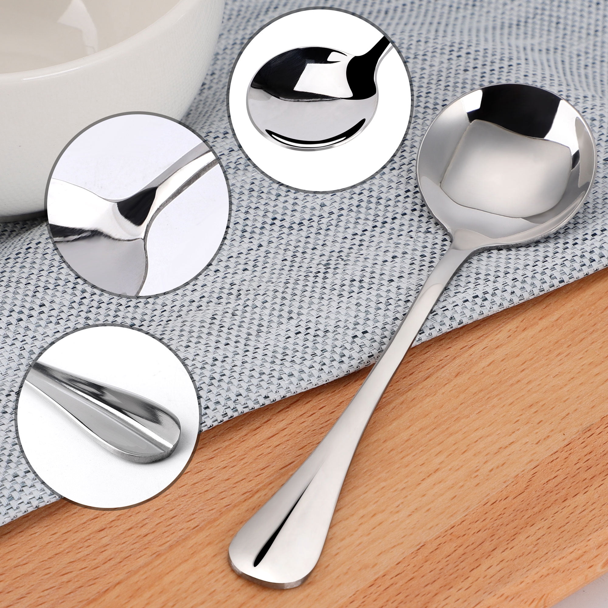 Unique Bargains Stainless Steel Household Kitchen Tableware Spoon 8pcs
