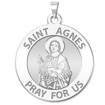 Picturesongold.Com Saint Agnes Religious Medal Necklace Pendants Adult-3/4in Nickel-Sterling Silver