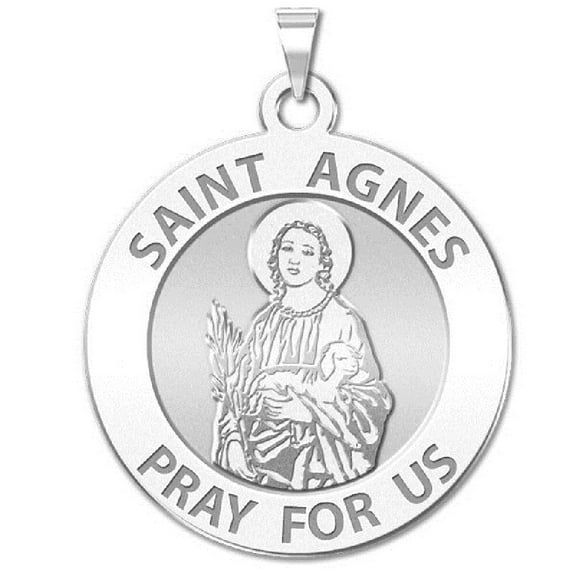 Picturesongold.Com Saint Agnes Religious Medal Necklace Pendants Adult-3/4in Nickel-Sterling Silver
