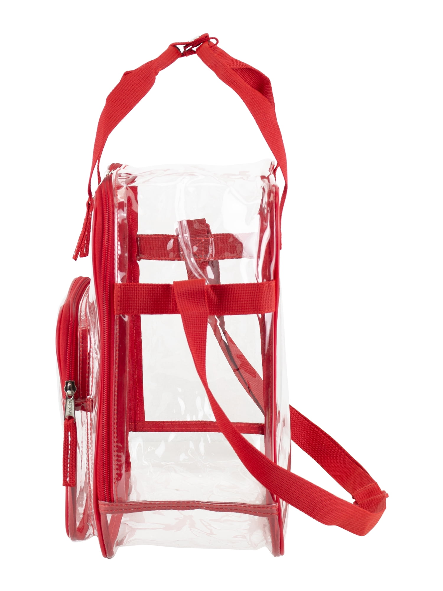 Eastsport Unisex Clear Double Handle Stadium Approved Tote, Red Trim