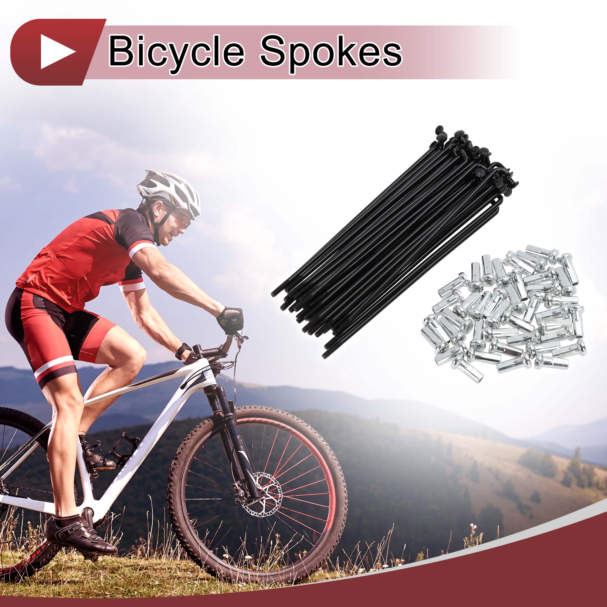 Unique Bargains 38Pcs 14G Bicycle Spoke Bike Wheel Spoke Carbon Steel Black 3.54"