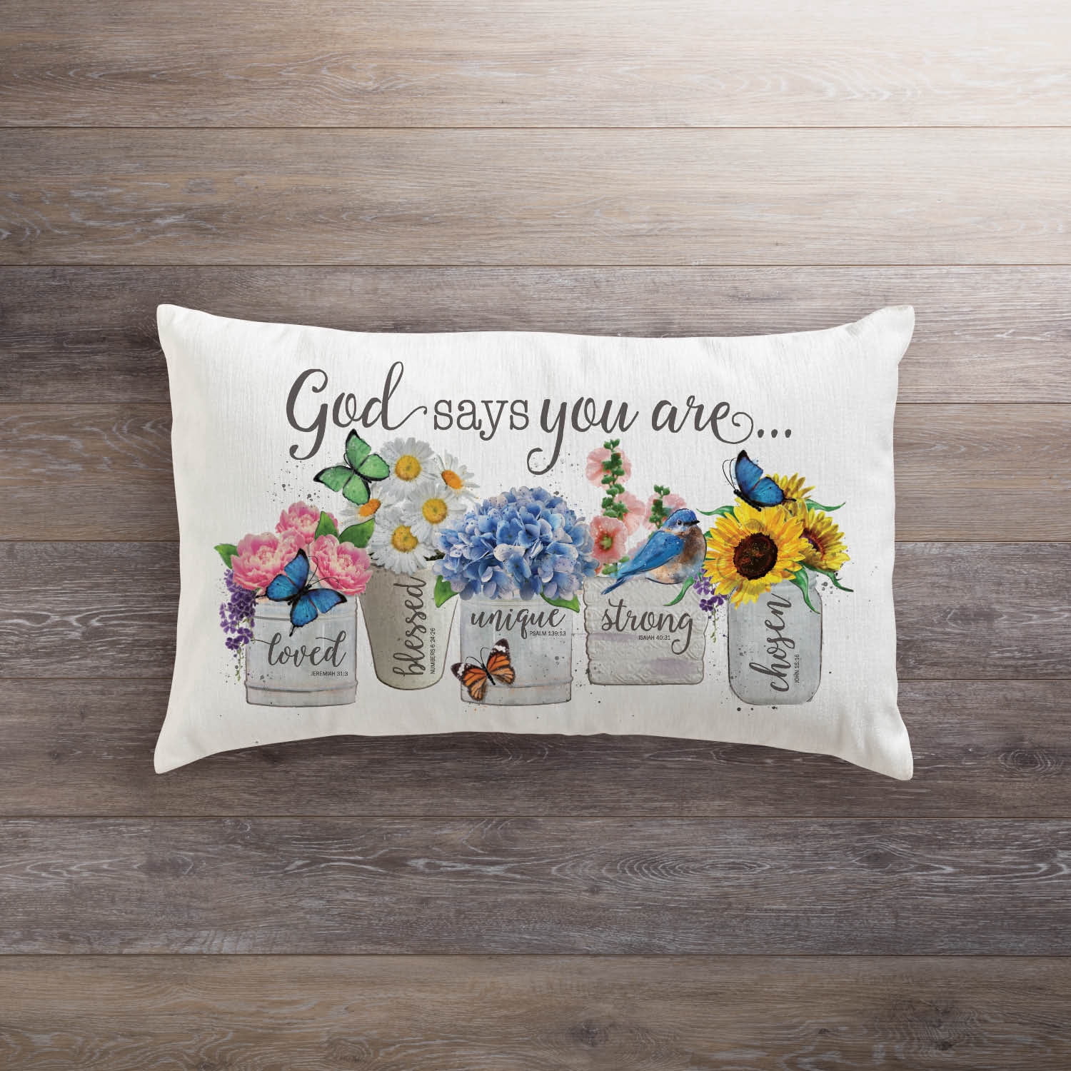 Personalized Planet God Says You Are Lumbar Throw Pillow with White Rectangular Removable Cover | Spiritual Decoration for Chair Sofa Couch Living Room or Bedroom of Faith | 20x12