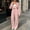 Pink, variant on SuTry Women Two Piece Tracksuit Set Zip Up Hoodie and Wide Leg Pants Ribbed Knit Drawstring Waist Relaxed Fit Casual Loungewear