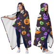 thumbnail image 2 of Wearable Blanket,Cute Halloween Icons Pattern Hooded Wearable Flannel Blanket for Adults & Teens,Winter Poncho Shawl Wrap Cape Cozy Anti-Pill,60"x80", 2 of 5