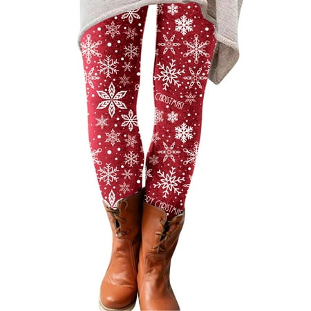 Leggings All- Women Casual Comfy Dress Pants for Women Christmas Slim Printed Elastic Women Boy Shorts Underwear Cotton 2X Long Boot Pants