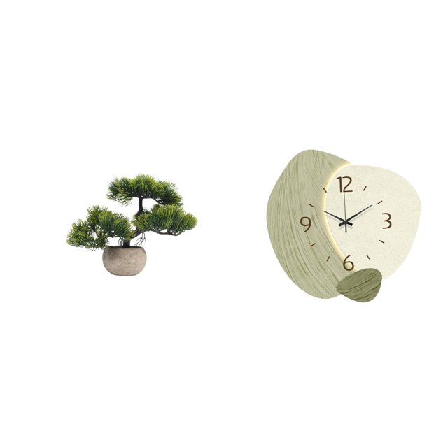 Árbol bonsái artificial,Bonsái artificial para decoración de escritorio o interior,Bonsái artificial,planta falsa en maceta.,Reloj de pared,Reloj de pared silencioso,reloj de pared
