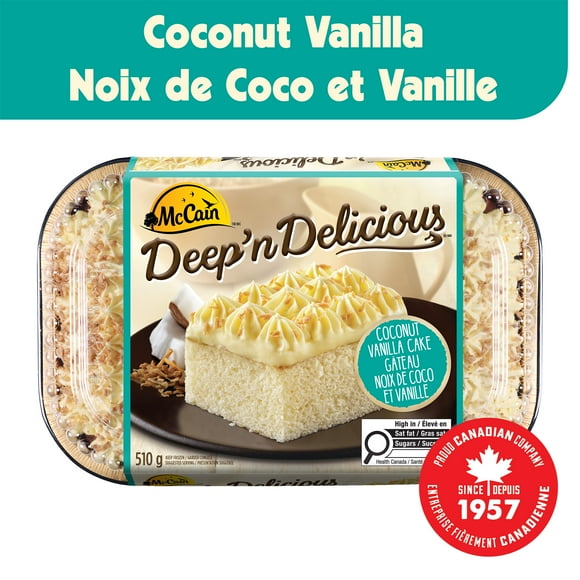 McCain® Deep'n Delicious® Vanilla Coconut Cake, Made in Canada from domestic and imported ingredients, 510g