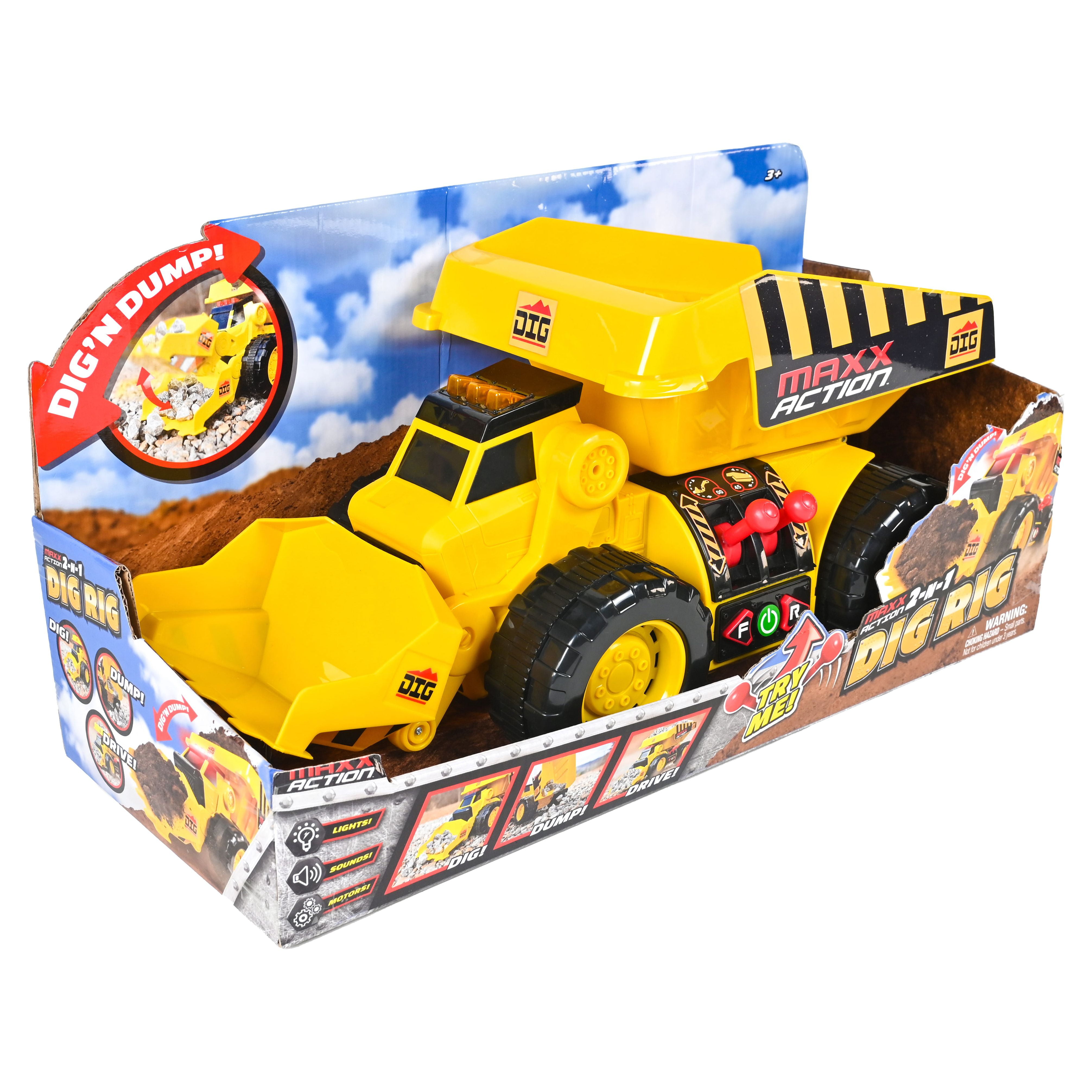 Maxx Action 18" Motorized Lights and Sound Maxx Power 2-in-1 Dig Rig, Children 3+