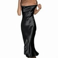 thumbnail image 2 of Women'S Spaghetti Strap Midi Satin Silk Dresses Slip Cowl Neck Party Cocktail Evening Dress Black M, 2 of 8