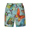 thumbnail image 4 of Lsque Mens Swim Trunks Retro Seamless Flying Butterflies Pattern - Bathing Suit Compression Liner - Beach Swim Shorts Swimwear - (S-3XL) - Stretch Quick Dry -X-Large, 4 of 9