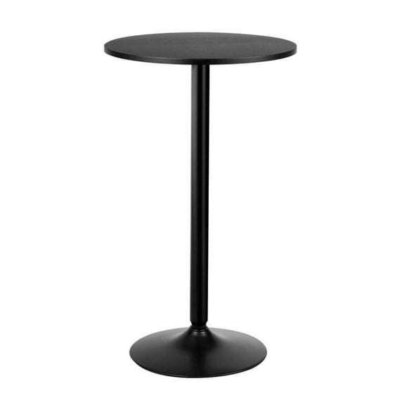 Round Cocktail Table 24 Inch, Modern Bistro Table with Metal Base, MDF Top - Black Finish, Ideal for Home, Bar, Wedding