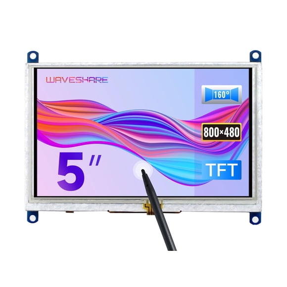 Waveshare Écran Tactile Résistif 5 Pouces LCD(B) 800X480 Haute Résolution Interface HDMI USB pour Raspberry Pi/carte Principale Banana Pi/Raspberry Pi 3 Modèle B/3B+
