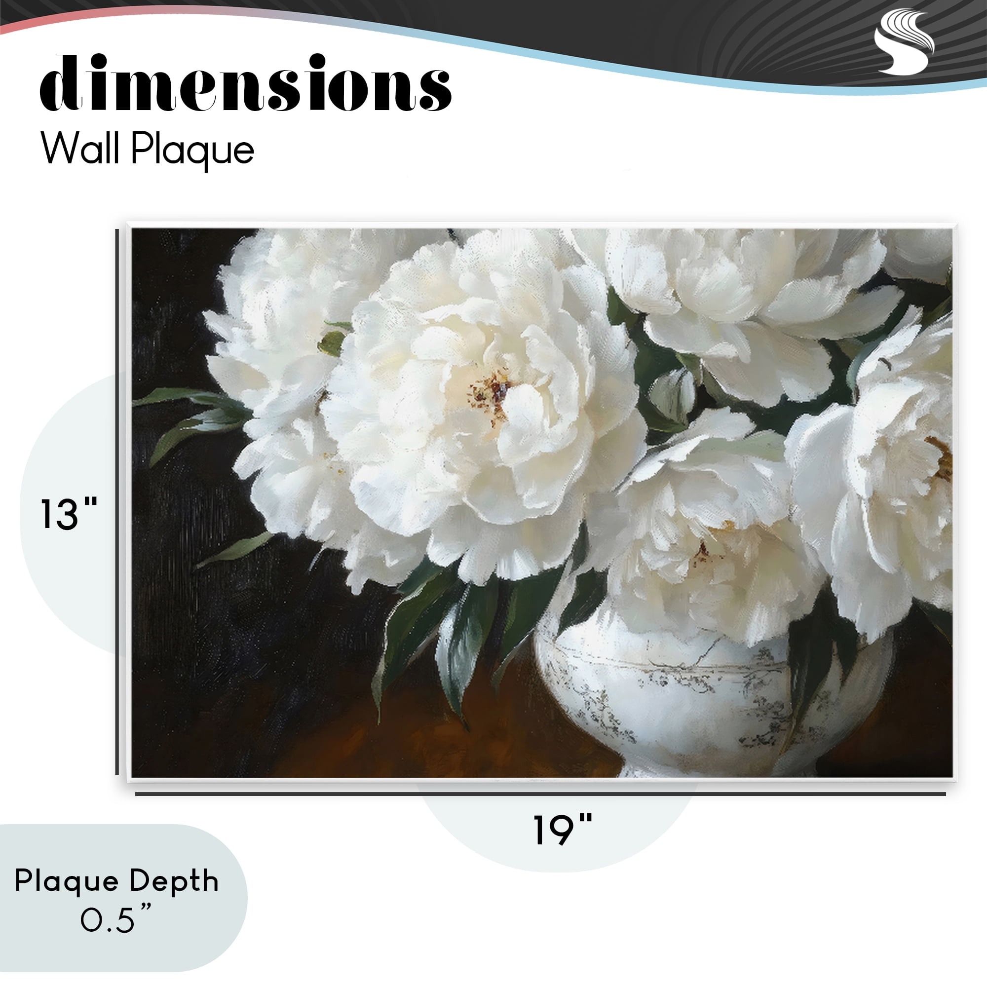 Stupell Industries White Flowers in Vintage Vase Wall Plaque Art, design by Petal Prints Design