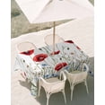 thumbnail image 3 of 60x120 Inch Outdoor Tablecloth with Umbrella Hole Zipper Rectangle Watercolor Flower Rectangular Tablecloths Outside Waterproof Red Blue Poppy Flowers Daisy Summer Patio Table Cover for Picnic Party, 3 of 8