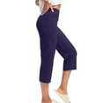 thumbnail image 5 of VV AVEORS Capri Pants For Women High Waist With Pockets Cropped Yoga Pants Workout Leggings Loose Straight Leg Stretch Pedal Navy 2XL, 5 of 6