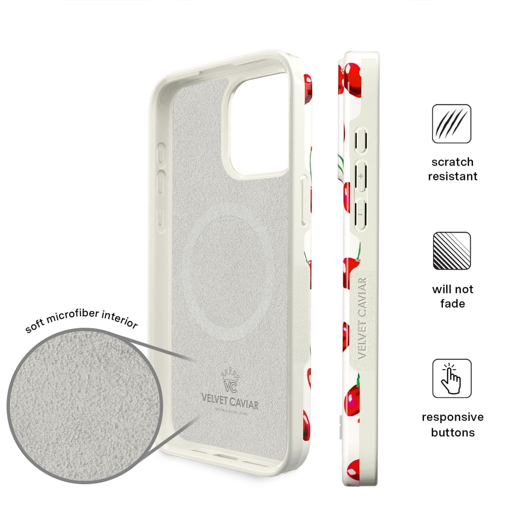 Velvet Caviar iPhone 15 Pro Case Cherry MagSafe Compatible - Cute Protective Phone Cases for Women