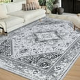 thumbnail image 2 of CAROMIO Washable Area Rug Large Rugs Boho Oriental Rug Medallion Rug Non-Slip Stain-Resistant RugFloral Pattern Vintage Rug, 8' x 10' Gray, 2 of 7