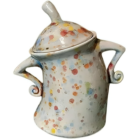 ACDANC Cute Sassy Tea Pot Storage Canister with Ceramic Airtight Lid Fun Food Jar for Coffee Tea Sugar and Spices (White)